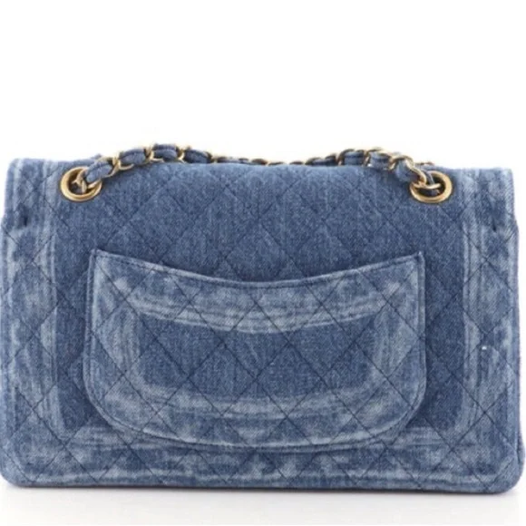 Quilted Blue Denim Shoulder Bag - Picture 6 of 6